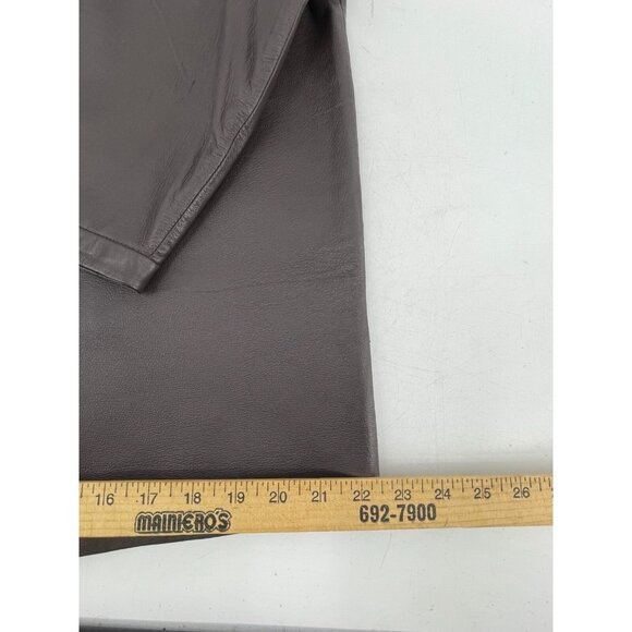 Vintage Clio Women's Brown Lined Leather Midi Pencil Skirt Y2K Size 12 - Picture 15 of 16